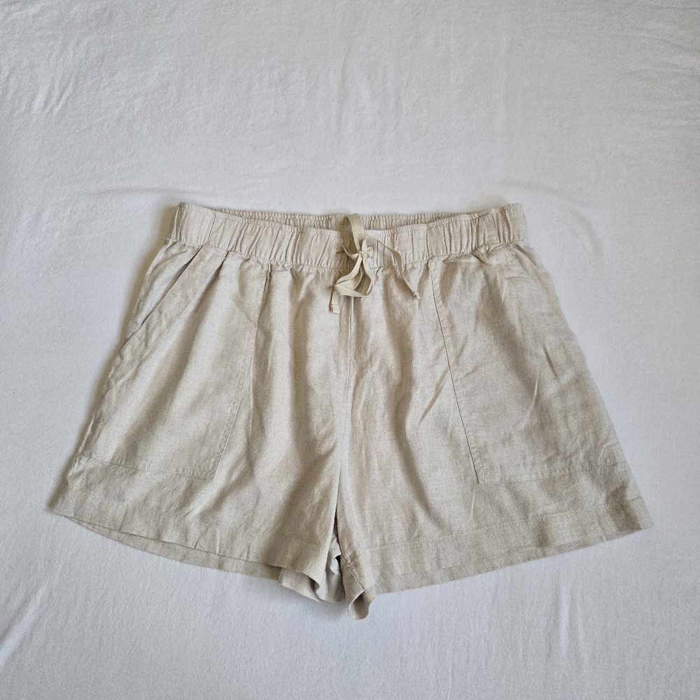 Lucky Brand Beige Drawstring Linen Blend Women's Shorts